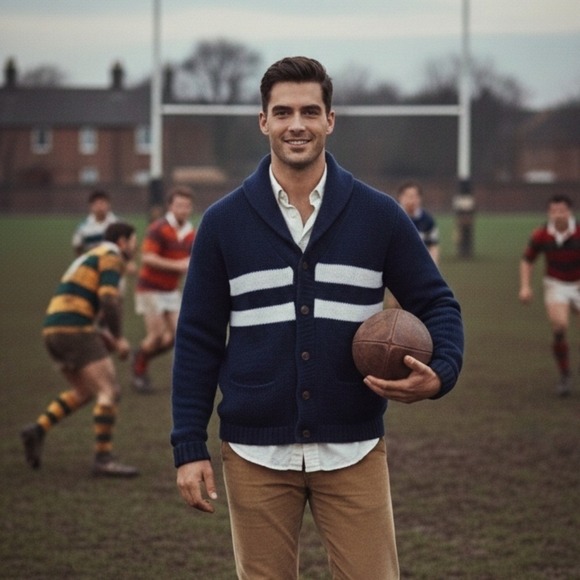 Polo Ralph Lauren Navy Blue Cardigan Sweater Preppy Quiet Luxury Men's Medium